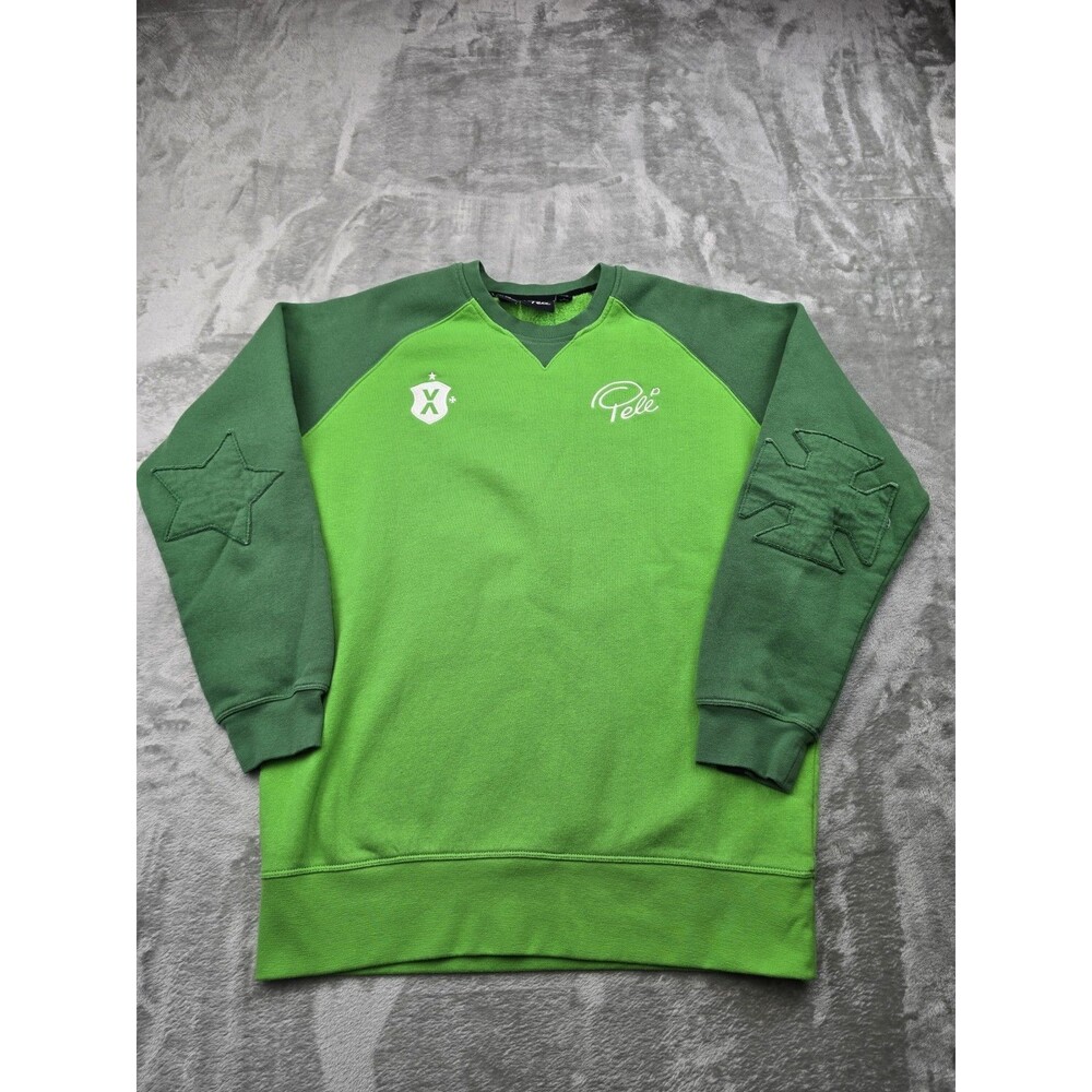 Pele Sports Men Crewneck Sweatshirt Large Green Soccer Show World Some Magic